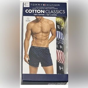 Tommy Hilfiger Men's 4-Pack Classic Fit Woven Boxers Medium (32-34) Stripes
